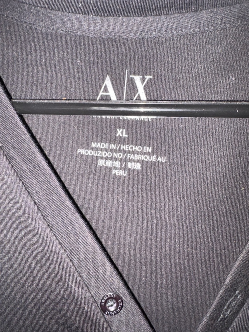 A/X Armani Exchange Men's Black Henley Pima cotton T Shirt. Size XL never worn - Picture 4 of 4